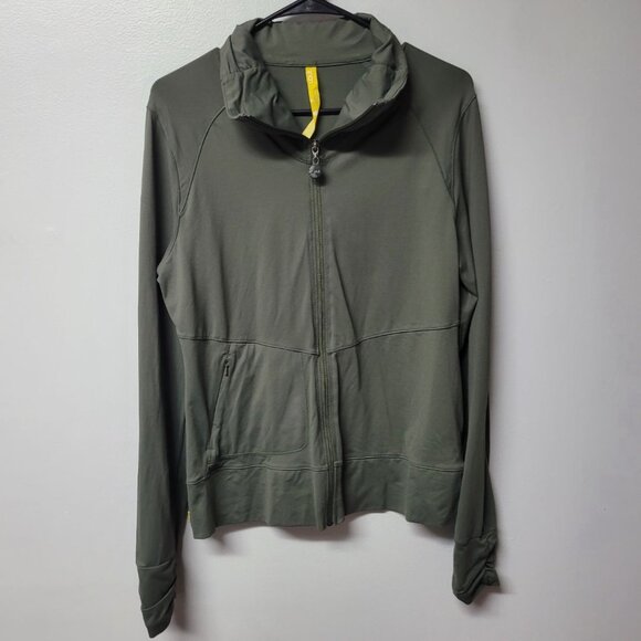 Lole Athletic Jacket Full Zip Womens XL Green Zipper Pocket Long Sleeve Active - Picture 10 of 10
